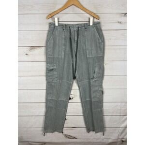 Sundance Pants Womens 10 Gray Tencel Cargo Drawstring Waist Ankle Zip Pockets